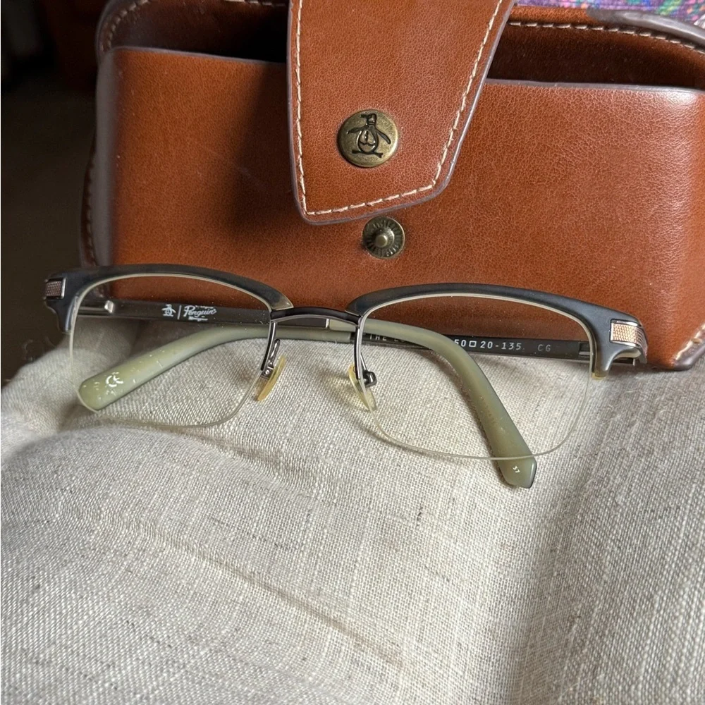 Original Penguin Green and Hazel Brown Glasses Frame - Picture 1 of 12